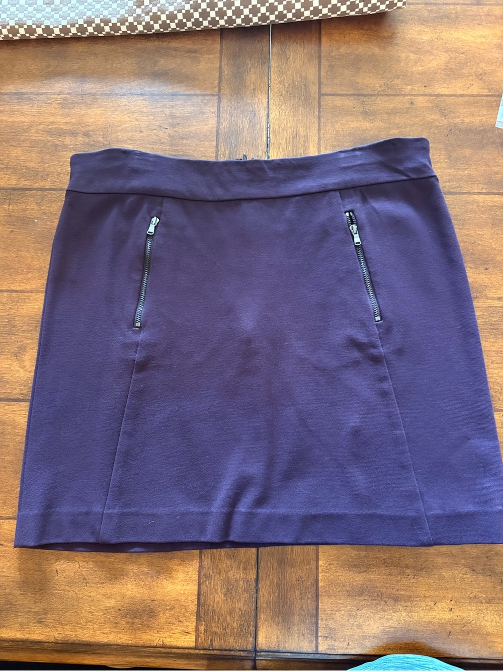 Ann Taylor Deep Purple Zip-Pocket Mini Skirt